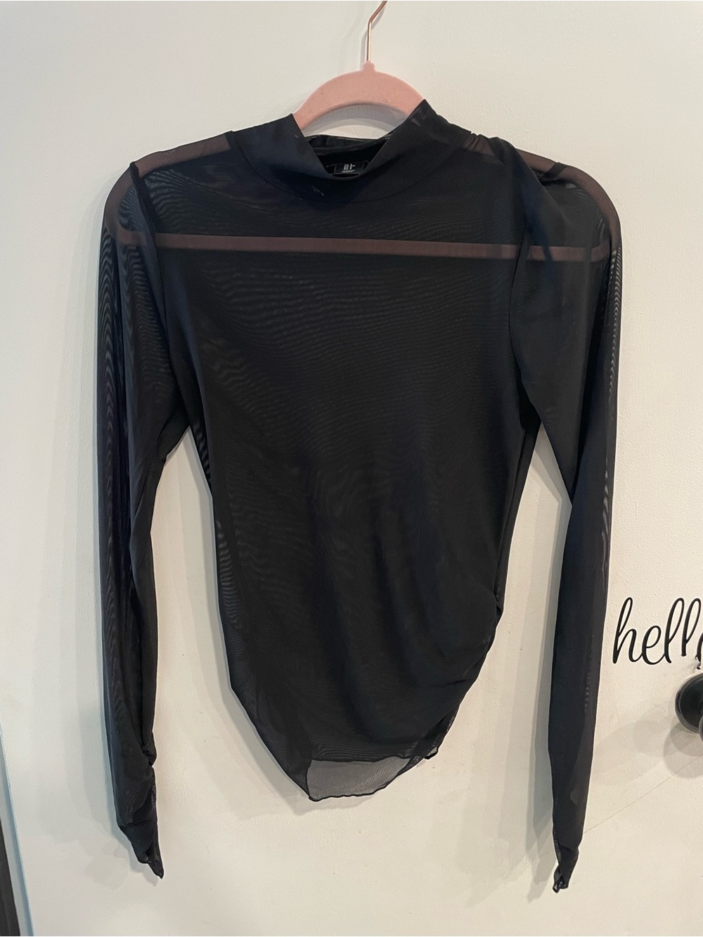 Christian Lacroix Sheer Black Long-Sleeve Mock Neck Top